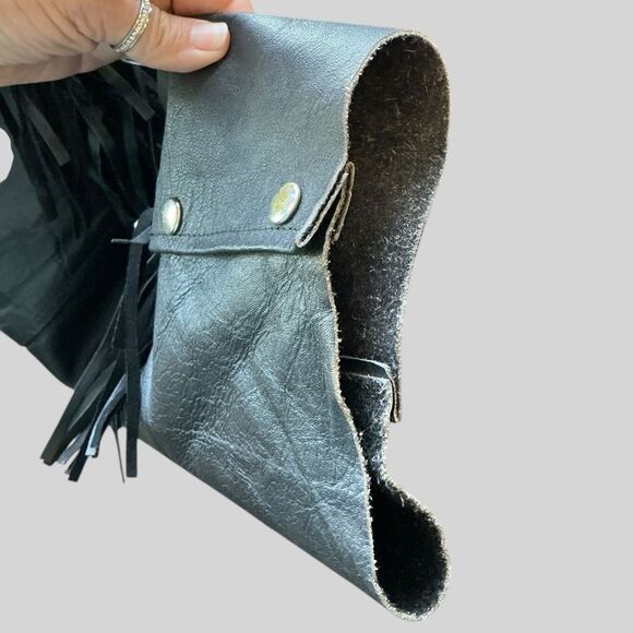 Force Leather Women’s Black Fringe Motorcycle Chaps - Picture 7 of 10